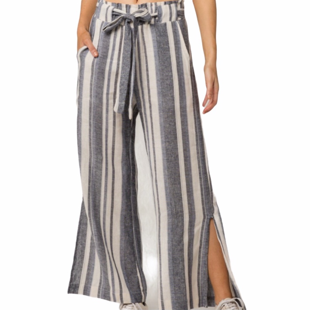 INDIGO REIGN STRIPED WIDE LEG PANTS SIZE LARGE
